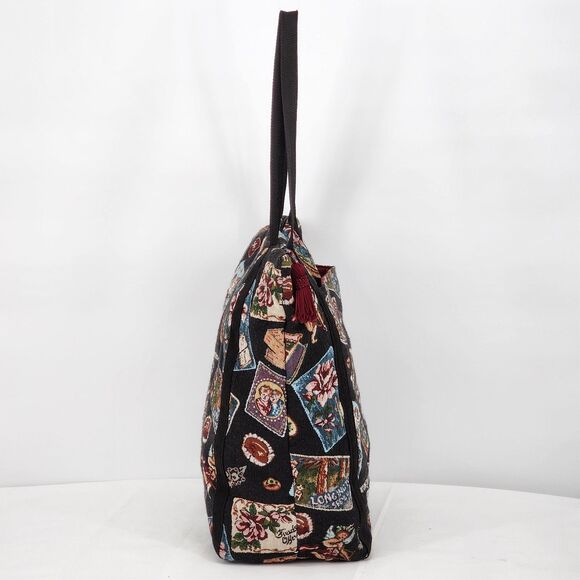 Handmade Cupid Love Tapestry Black Large Weekender Tote Bag - Picture 4 of 13